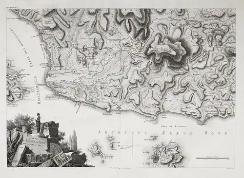 Carte de la Plaine de Troie levée en 1786 et 1787 - Troy Troja Hisarlik Canakkale Turkey Türkei map Karte Bozc