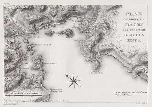 Plan du Golfe de Macri anciennement Glaucus Sinus - Fethiye Makri Gulf Mugla province Aegean Sea Turkey Türkei