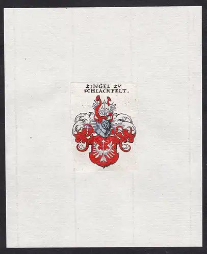 Zingel Zv Schlackfelt - Zingel Zu Schlackfelt Schlackfeld Wappen Adel coat of arms heraldry Heraldik
