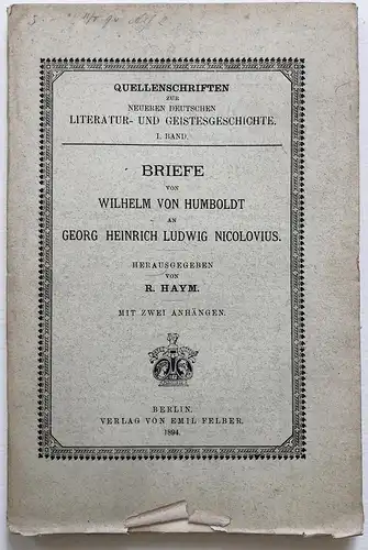 Briefe an Georg Heinrich Ludwig Nicolovius.