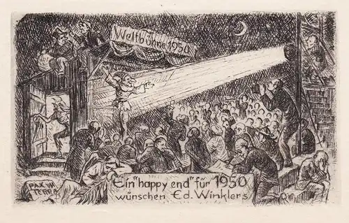 Ein happy end für 1950 wünschen Ed. Winklers - Neujahr 1950 Kasperle Theater