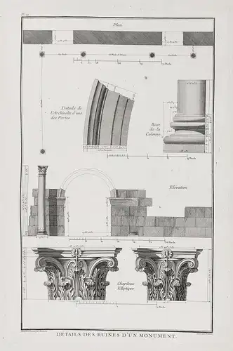 Details des Ruines d'un monument - Temple Greece Griechenland architecture Architektur engraving