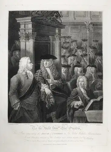 To the Right Hon.ble Earl Onslow - This Plate representing the House of Commons in Sir Robert Walpoles Adminis