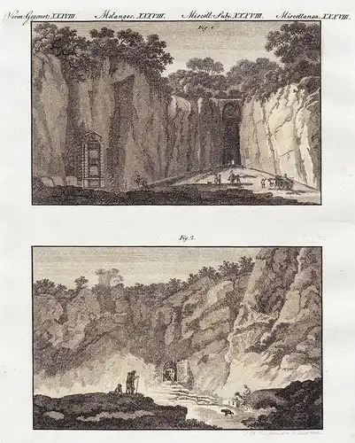 Verm.Gegenst. XXXVIII. - Berühmte Grotten 1) Die Grotte von Pausilippo. - 2) Die Hundsgrotte bei Neapel. - Gro
