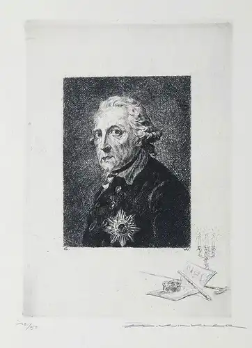 Portrait von Friedrich II. der Große (1712-1786) König Preußen (Eines von 50 Exemplaren)