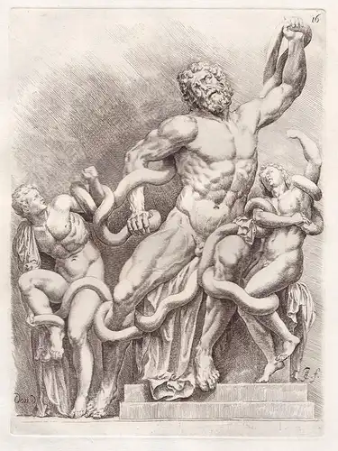 Laocoön and his sons, attacked by sea snakes (Belvedere, Vatican) / (Plate 16) - Mythologie mythology Statue s