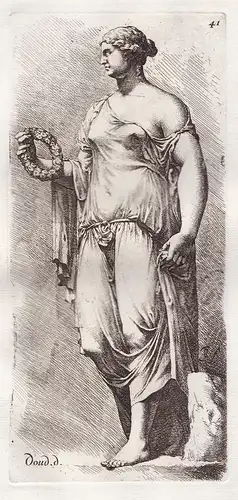 Female statue with laurel wreath / (Plate 41) - Statue statues sculpture antiquity Antike Altertum