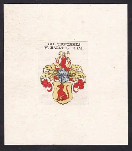 Die Truchses v: Baldersheim - Die Truchses von Baldersheim Wappen Adel coat of arms heraldry Heraldik