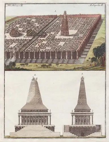 Alterthümer II. - 1) Die Mauern von Babylon. - 2) Das Mausoleum. - Mauern von Babylon Mausoleum von Halikarnas