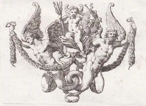Ornament with putti and two winged figures