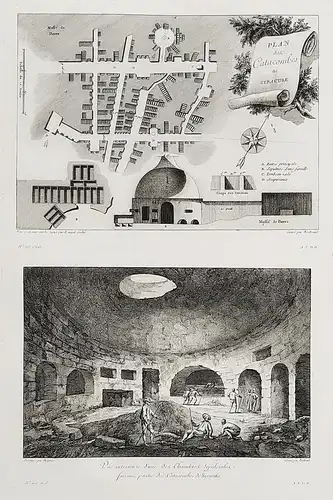 Plan de Catacombes de Syracuse / Vue interieure d'une des Chambres sepulcrales... - Catacombe di Siracusa Kata