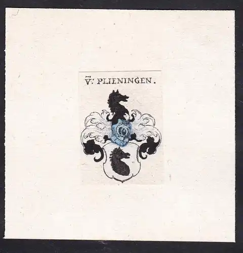 V: Plieningen - Von Plieningen Pliningen Wappen Adel coat of arms heraldry Heraldik