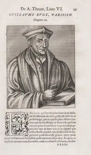 Guillaume Bude, Parisien - Guillaume Bude (1467-1540) French Scholar humanist Gelehrter Portrait