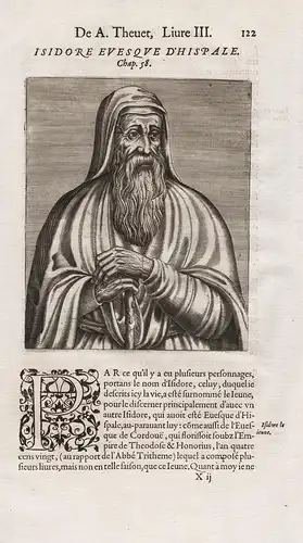Isidore Evesque d'Hispale - Isidoro de Sevilla (c.556-636) Seville Archbishop scholar cleric Portrait