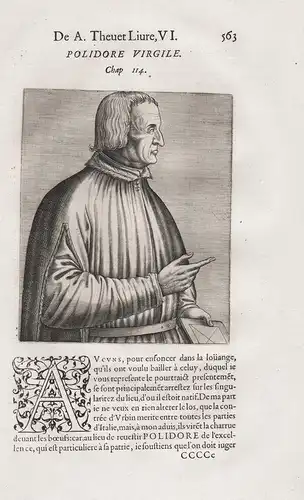 Polidore Virgile - Virgil (70-19 BC) Vergil Roman Poet Römischer Dichter Portrait