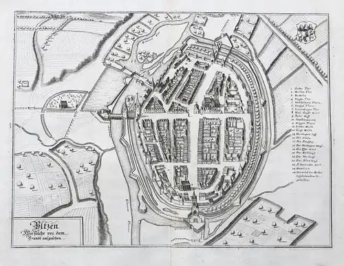 Ultzen wie solche vor dem Brandt aufgesehen - Uelzen / Stadtplan - Gesamtansicht