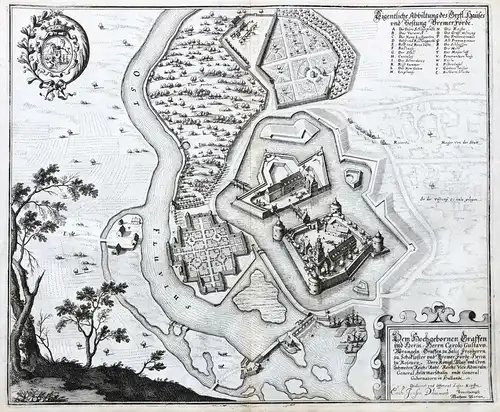 Eigentliche Abbildung des Grefl. Hauses und Vestung Bremerförde - Bremervörde Niedersachsen