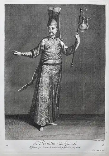 L'Ibriktar-Agassi, Officier qui donne a laver au Grand Seigneur - Ottoman Empire Türkei Turkey / The water-bea