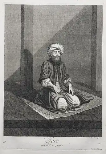 Turc, qui fait sa priere -Turkish man praying prayer Gebet costumes Trachten Ottoman Empire Türkei Turkey / Ra