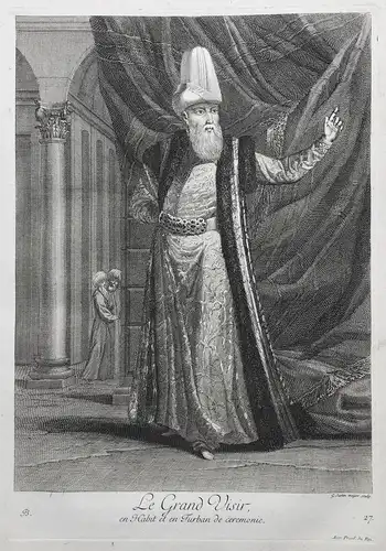 Le Grand Visir, en habit et en Turban de ceremonie. - Ottoman Empire Grand vizier sadrazam Türkei Turkey / Rar