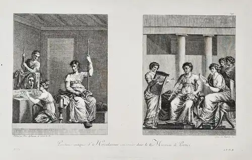 Peintures antiques d'Herculaneum conservées dans le Musaeum de Portici - Herculaneum Ercolano paintings peintu