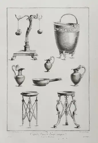Trepieds, Vases et Lampe antiques - Herculaneum Ercolano lamps Lampen Antiquitäten antiques Portici Museum ant