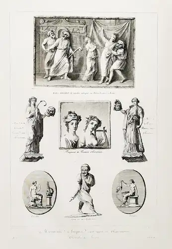 Monumentes antiques ayant rapport aux Representations Theatrales des Anciens - antiques bronze theater theatre