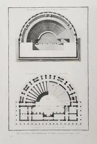 Plan du Theatre d'Herculanum pres de Naples decouvert en l'Année 1738 - Ercolano Herculaneum theatre Theater a