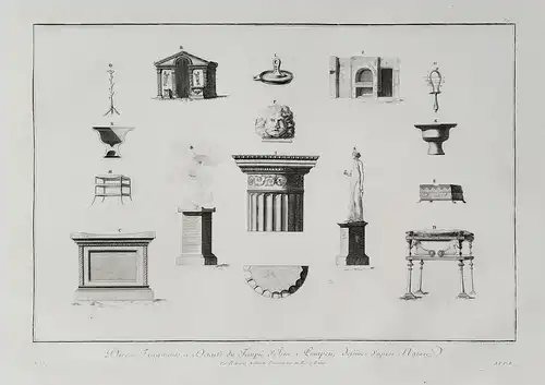 Divers Fragments et Details du Temple d'Isis a Pompeii, dessines d'apres Nature. - Pompeii Temple of Isis Camp