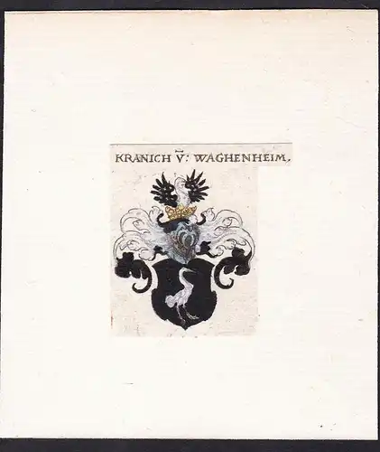Kranich v: Waghenheim - Kranich von Wangenheim Wappen Adel coat of arms heraldry Heraldik