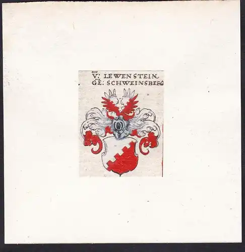 V: Lewenstein ge: Schweinsberg - Löwenstein genannt Schweinsberg Wappen Adel coat of arms heraldry Heraldik