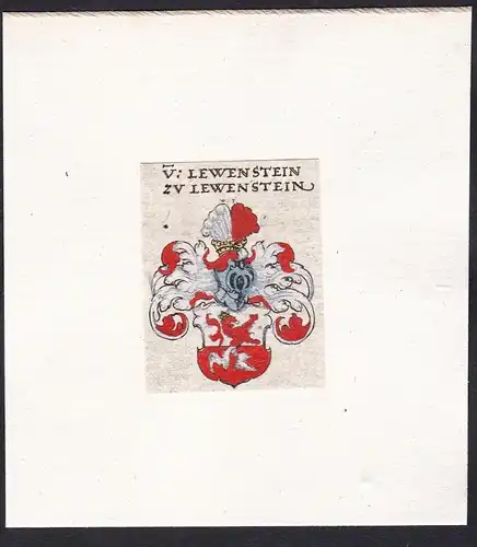 V: Lewenstein zu Lewenstein - Löwenstein zu Löwenstein Wappen Adel coat of arms heraldry Heraldik