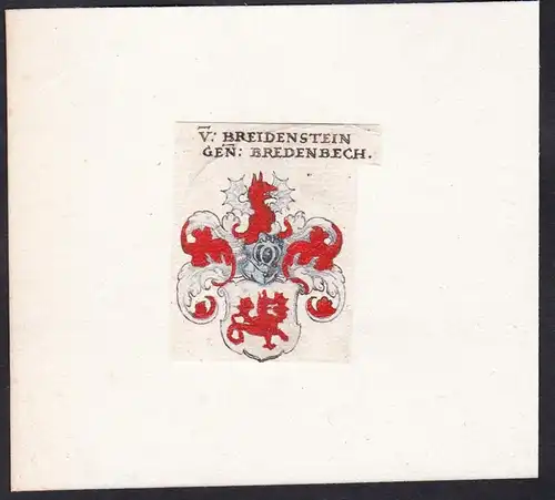 V: Breidenstein gen: Bredenbech - Breidenstein genannt Bredenbech Bredenbeck Wappen Adel coat of arms heraldry