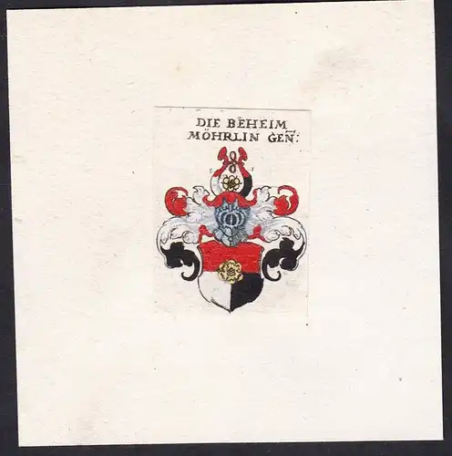 Die Beheim Möhrlin gen: - Behem Beheim genannt Möhrlin Wappen Adel coat of arms heraldry Heraldik