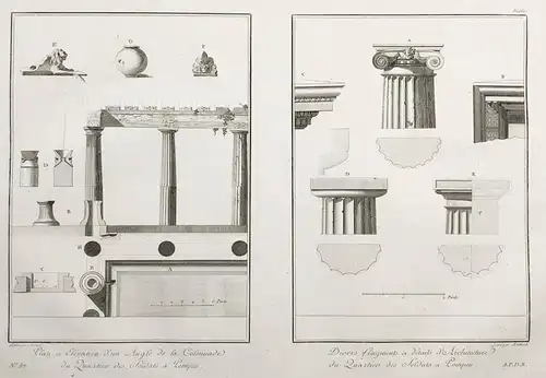 Plan et Elevation d'un Angle de la Colonnade du Quartier des Soldats a Pompeii - Pompeii Pompei Campania Napol