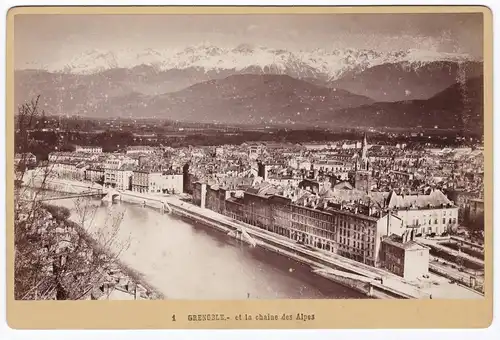 Grenoble - et la Chaine des Alpes - Isere Auvergne-Rhone-Alpes Foto Photo Fotografie photograph albumen