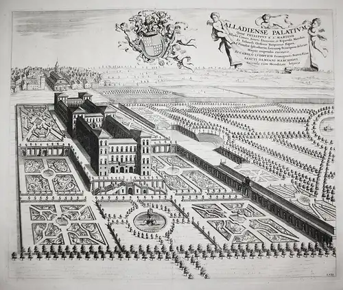 Alladiense Palatium - Aglie castello Torino Piemonte veduta Italia Italy Italien incisione