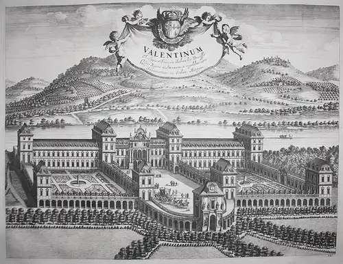 Valentinum - Torino Turin Castelo del Valentino veduta Italia Italy Italien incisione