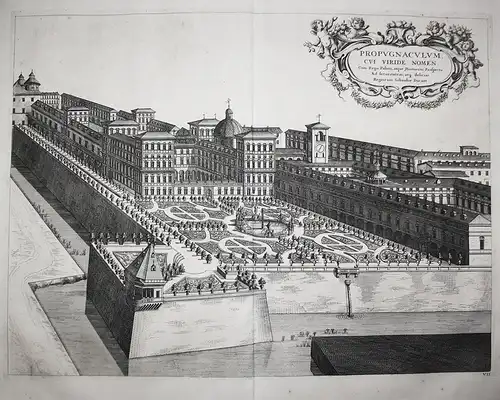 Propugnaculum cui viride nomen. - Torino Turin Palazzo Reale Piemonte Italia Italy Italien incisione