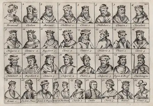 (Small portraits of various Salian Franks rulers) - Salfranken Salian Franks rulers kings Herrscher Frankreich