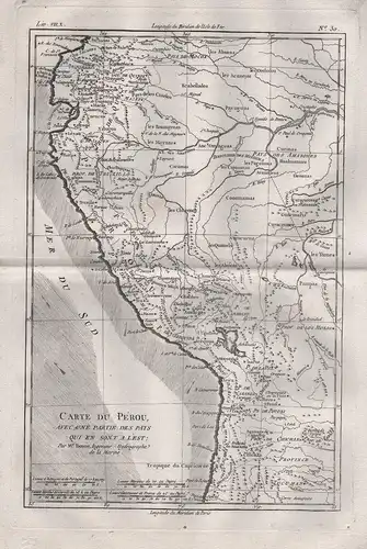 Carte du Perou avec une Partie des Pays qui en sont a l'est - Peru Südamerika South America Karte map