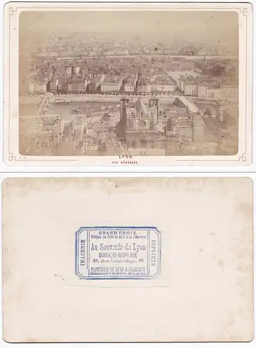 Lyon - Vue Generale  - Notre-Dame de Fourviere Foto Photo Fotografie photograph albumen