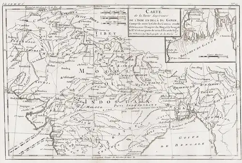 Carte de la Partie Superieure de l'Inde et deca du Gange... - India Bangladesh Indien Asia Asien Karte map car