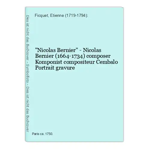 Nicolas Bernier - Nicolas Bernier (1664-1734) composer Komponist compositeur Cembalo Portrait gravure