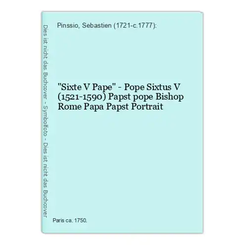 Sixte V Pape - Pope Sixtus V (1521-1590) Papst pope Bishop Rome Papa Papst Portrait