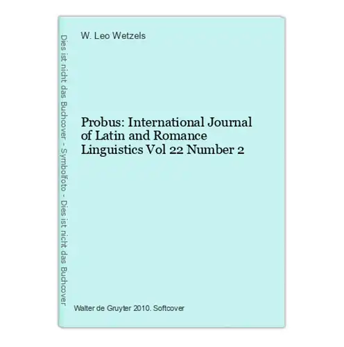 Probus: International Journal of Latin and Romance Linguistics Vol 22 Number 2