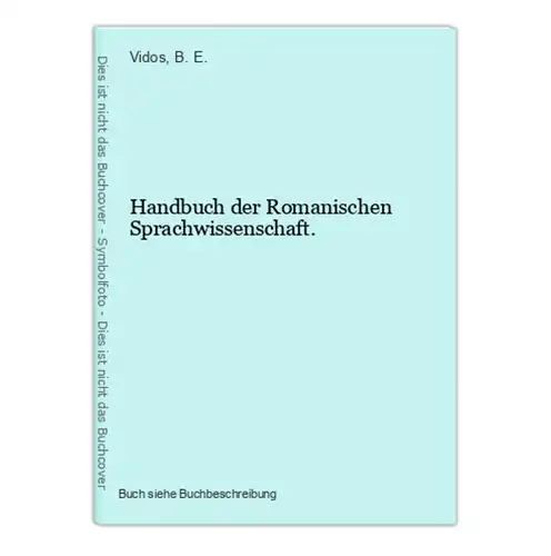 Handbuch der Romanischen Sprachwissenschaft.