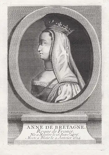 Anne de Bretagne - Anne de Bretagne (1477-1914) Königin Reine France Herzogin Duchesse Bretagne gravure engrav