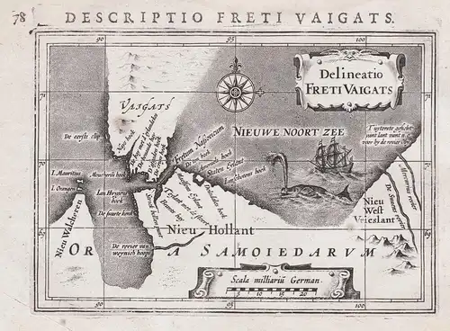 Delineatio Freti Vaigats / Descriptio Freti Vaigats - Vaygach island Navaya Zemlya Arctic Sea Yugorsky Peninsu