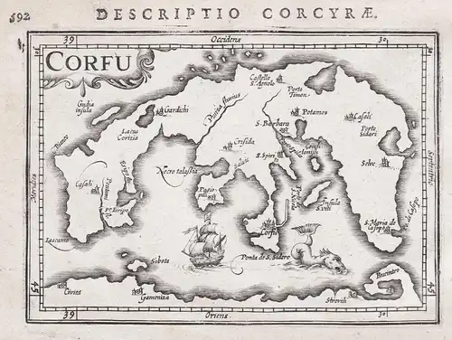 Corfu / Descriptio Corcyrae - Korfu island ile Insel Greece Griechenland map Karte carte